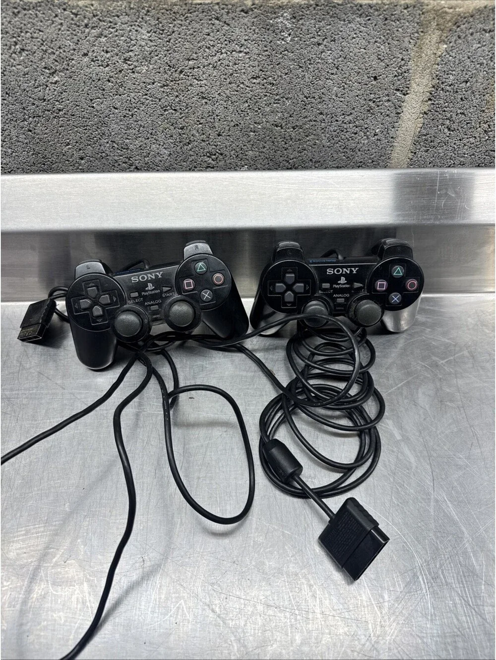 SONY PlayStation 2 Analog Controller SCPH-10010 Black Lot of 2 PS2